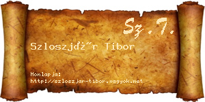 Szloszjár Tibor névjegykártya